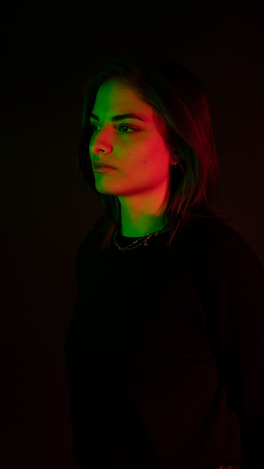 Portrait in profile, red light